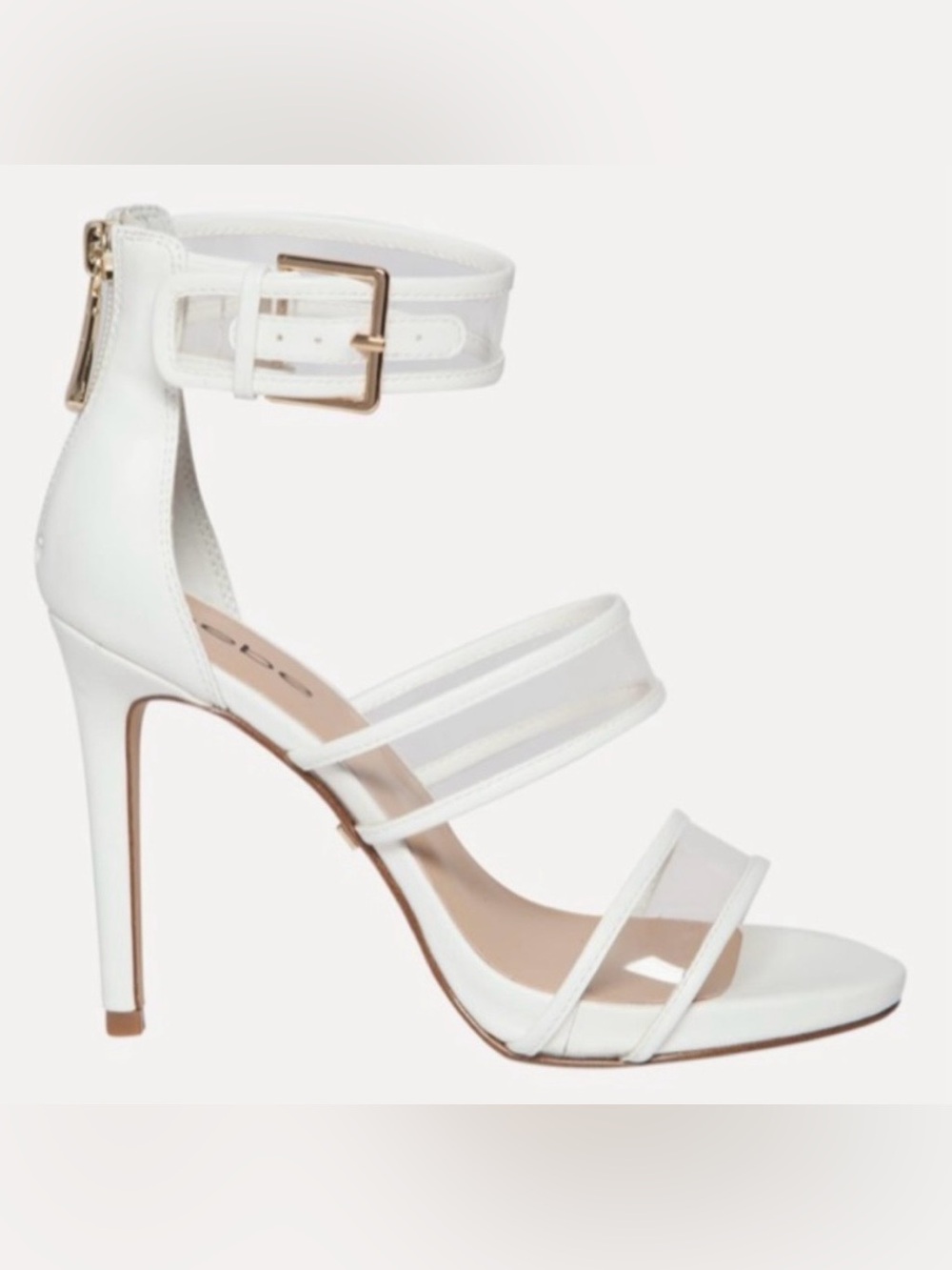 Bebe Clear White Auhdrey Heels - Size 7